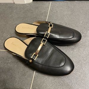 Black Faux Leather Slide-on Loafer